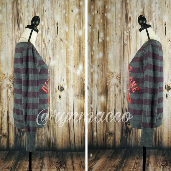 American Eagle | Maroon & Gray Striped Sweater - Picture 3 of 8